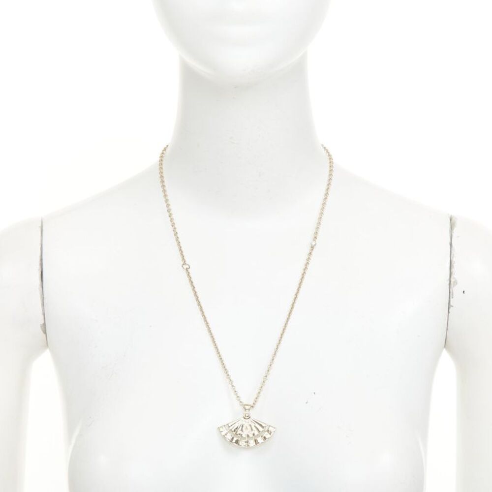 Chanel Gold Interlocking CC Fan Pendant Necklace